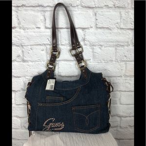 Guess blue jean shoulder bag